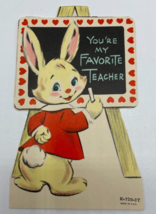 Valentines Day Vintage Greeting Card For Teacher Bunny Rabbit Chalk Boar... - £4.53 GBP