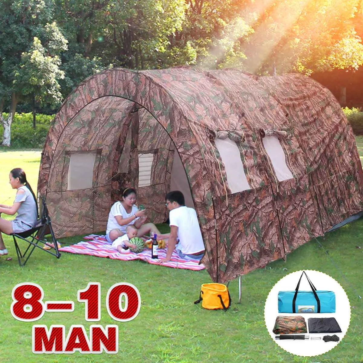 2021 NEW 8-10 People Waterproof Portable Travel Camping Hiking Double Layer - £246.57 GBP