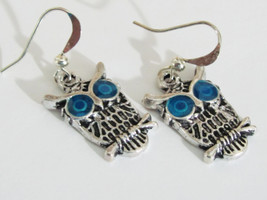 Owl Earrings Owl Jewelry Woodland Jewelry Woodland Earrings Blue Earrings Bird E - £7.94 GBP