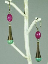 Turquoise Earrings Turquoise Jewelry Magenta Earrings Unique Jewelry Everyday Ea - £17.40 GBP