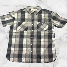 Men&#39;s Levi&#39;s Grey | Black | White Plaid Button Down S/S Shirt - £39.16 GBP