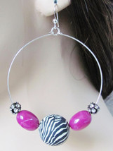 Zebra Jewelry Basketball Wives Earrings Zebra Print Earrings Magenta Earrings Fu - $23.00