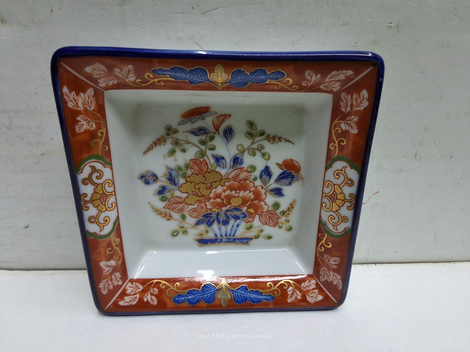 Vintage Asian Porcelain Ceramic Dish Square Trinket Dish Japan China - $9.89