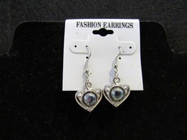 Fashion Jewelry Silver-Toned Heart Iridescent Ball Dangle Earrings  - £6.26 GBP