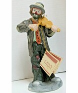 Vintage Emmett Kelly Jr Porcelain Clown with Violin Figure 8 1/2&quot; Tall F... - $14.99