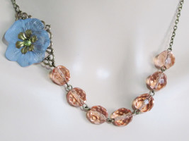 Bridal Jewelry Bridesmaid Necklace Pink Necklace Blue Necklace Shabby Ch... - £26.64 GBP