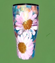 Artisan Daisy Glitter Tumbler 30oz Hand Painted Epoxy OOAK ART to DRINK ... - $122.50