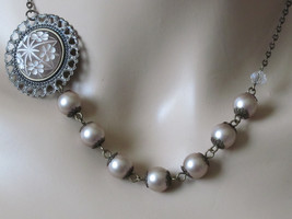 Bridal Jewelry Pearl Necklace Bridesmaid Necklace Wedding Necklace Blush Necklac - £27.17 GBP