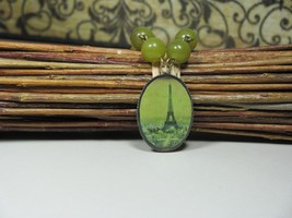 Eiffel Tower Necklace Green Necklace Olive Necklace Resin Necklace Paris Jewelry - £23.98 GBP