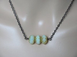 Pale Yellow Necklace 3 Bead Necklace Yellow Necklace Picasso Necklace Milk Glass - £17.38 GBP