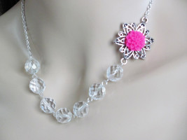 Customized Bridal Jewelry Neon Necklace Hot Pink Necklace Bridesmaid Necklace Cl - £25.65 GBP