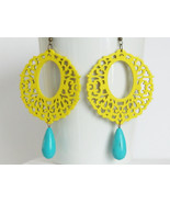 Yellow Earrings Neon Earrings Women Jewelry Gift Turquoise Earrings Chan... - £20.45 GBP