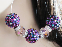 Basketball Wives Earrings Pink Earrings Rhinestone Hoop Earrings Purple Earrings - £20.70 GBP