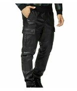 Outwear Biker Stylish Slim Fashionable Black Casual Men Leather Pant Lam... - $105.47