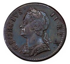 1754 Great Britain Farthing Coin in Very Fine Conditon KM # 581.2 - $138.30