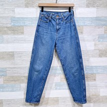 J Crew Peggy Barrel Leg Jeans Medium Wash High Rise Stretch Denim Womens 24 - $49.49