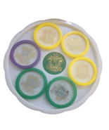 Mardi Gras Plastic Carnival Mardi Gras Coasters 6 Coaster Tray Krewe of - £5.15 GBP