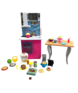 BARBIE Play Kitchen Stove Oven Microwave Sink Table Dream House 26 Acces... - £37.75 GBP