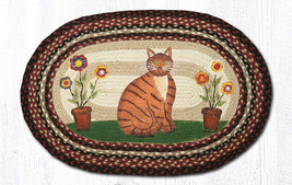 Earth Rugs OP-344 Folk Art Cat Oval Patch 20&quot; x 30&quot; - £38.93 GBP