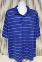 Antigua Golf Shirt Polo Blue with Gray and White Thin Stripes 3XL XXXL RN 60999 - £19.83 GBP