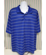 Antigua Golf Shirt Polo Blue with Gray and White Thin Stripes 3XL XXXL R... - $33.70 CAD