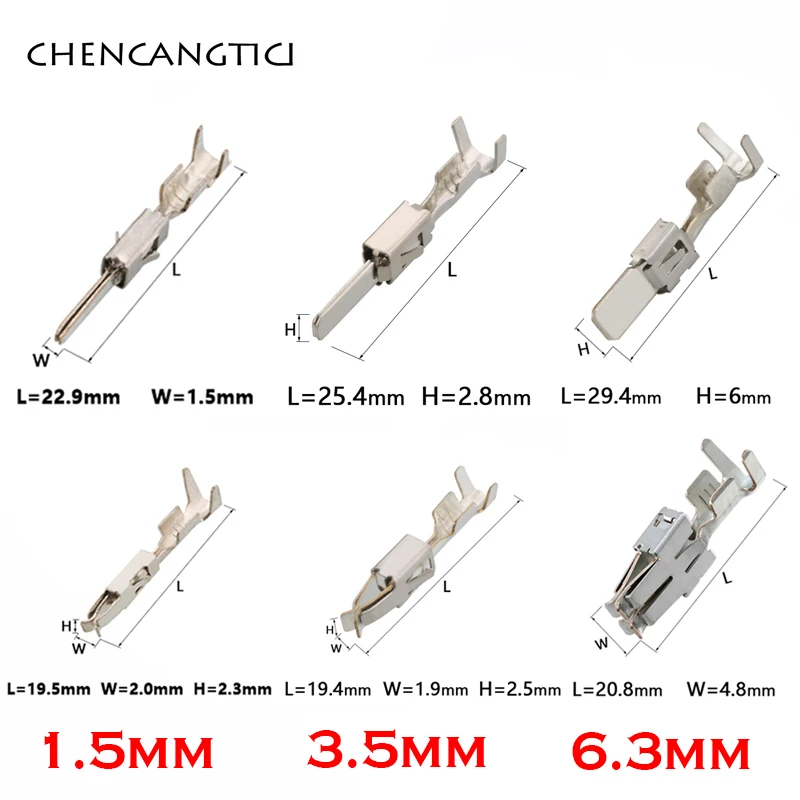 Sporting 50 Pcs 1.5 3.5 6.3 MM Auto Male Or Female Crimp Wire Terminal Pins And  - £23.90 GBP