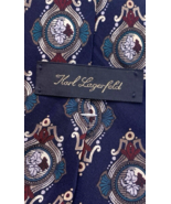 Karl Lagerfeld Tie Silk Designer Blue Diamond Burgundy Wedding Preppy 4&quot;... - $753.06 MXN