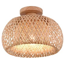 10&quot; RATTAN CEILING LIGHT FIXTURE - $330.40 MXN
