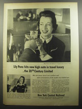 1956 New York Central Railroad Ad - Lily Pons hits new high note in travel  - £14.50 GBP