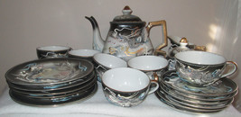Japanese Moriage Dragonware Tea Set 24 PIECES Cups Saucers Hand Painted - $296.80