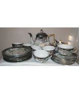 Japanese Moriage Dragonware Tea Set 24 PIECES Cups Saucers Hand Painted - £237.24 GBP