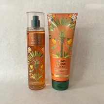 Bath &amp; Body Works Golden Mango Lagoon Mist &amp; Body Cream Set Imperfect Label - £23.88 GBP