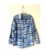 J.McLaughlin Tencel Shirt Blue Tie Dye Lux Long Sleeve Blouse Button Size S - $655.23 MXN