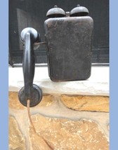 antique WALL mount TELEPHONE w handset CONNECTICUT PHONE Co Type 50 meri... - $68.26