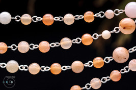 long boho necklace, peach aventurine and jasper, handmade in USA, ooak - £28.77 GBP