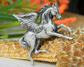 Vintage Pegasus Winged Horse Pewter Brooch Pin Mythology  - $17.95