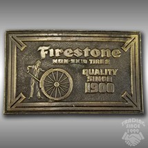 Vintage Belt Buckle Firestone Non-Skid Tires Quality Since 1900 Made In The USA - £23.37 GBP
