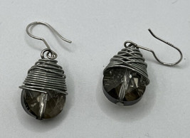 Swarovski Sterling Silver 925 Wire Earrings Cut Crystal Pierced - £11.69 GBP