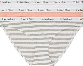 CALVIN KLEIN WOMEN&#39;S CAROUSEL LOGO COTTON STRETCH BIKINI PANTIES 3-PACK ... - $22.21