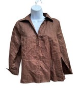 Richard Malcolm Womens 100% Linen Brown Linen Button Shirt Blouse Top Pe... - $22.76