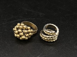 Brass Ball Cluster &amp; Snake Wrap Women’s Costume Ring Small Size Lot 2 - £13.44 GBP