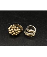 Brass Ball Cluster &amp; Snake Wrap Women’s Costume Ring Small Size Lot 2 - £11.90 GBP