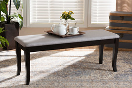 Golda Gray Fabric Upholstered and Dark Brown Dining Bench - $2,074.51 MXN