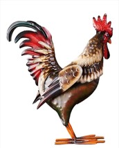 Standing Rooster Statue 13.5" High Iron Farm House Country Detail Chicken  image 1