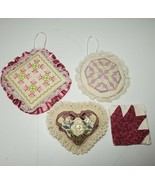 4 - Finished Cross Stitch Christmas Ornaments Colorful Country Cottage Q... - $23.27