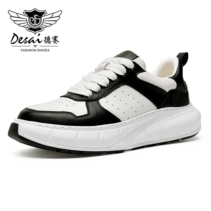Sneakers Full Grain Leather Lace-Up Casual Shoes for Men Outdoor Footwea... - $145.28