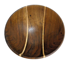 Vintage Wooden Nut Serving Bowl Vessels Walnut Brown Teak Grain Collectible - $17.29