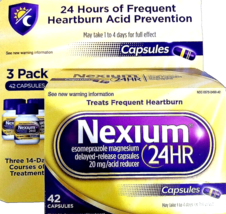 Nexium 24HR Heartburn Prevention Esomeprazole 20 mg 42 Capsules EXP 07/2026 - $34.57