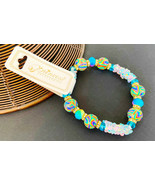 BRACELET: Double-stretch elastic DURO DIPPED MULTI COLORED BEAD &amp;CLEAR C... - £2.35 GBP