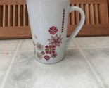 Starbucks christmas Narrow Tall coffee mugs pointsetta &amp; snowflakes red ... - £12.43 GBP